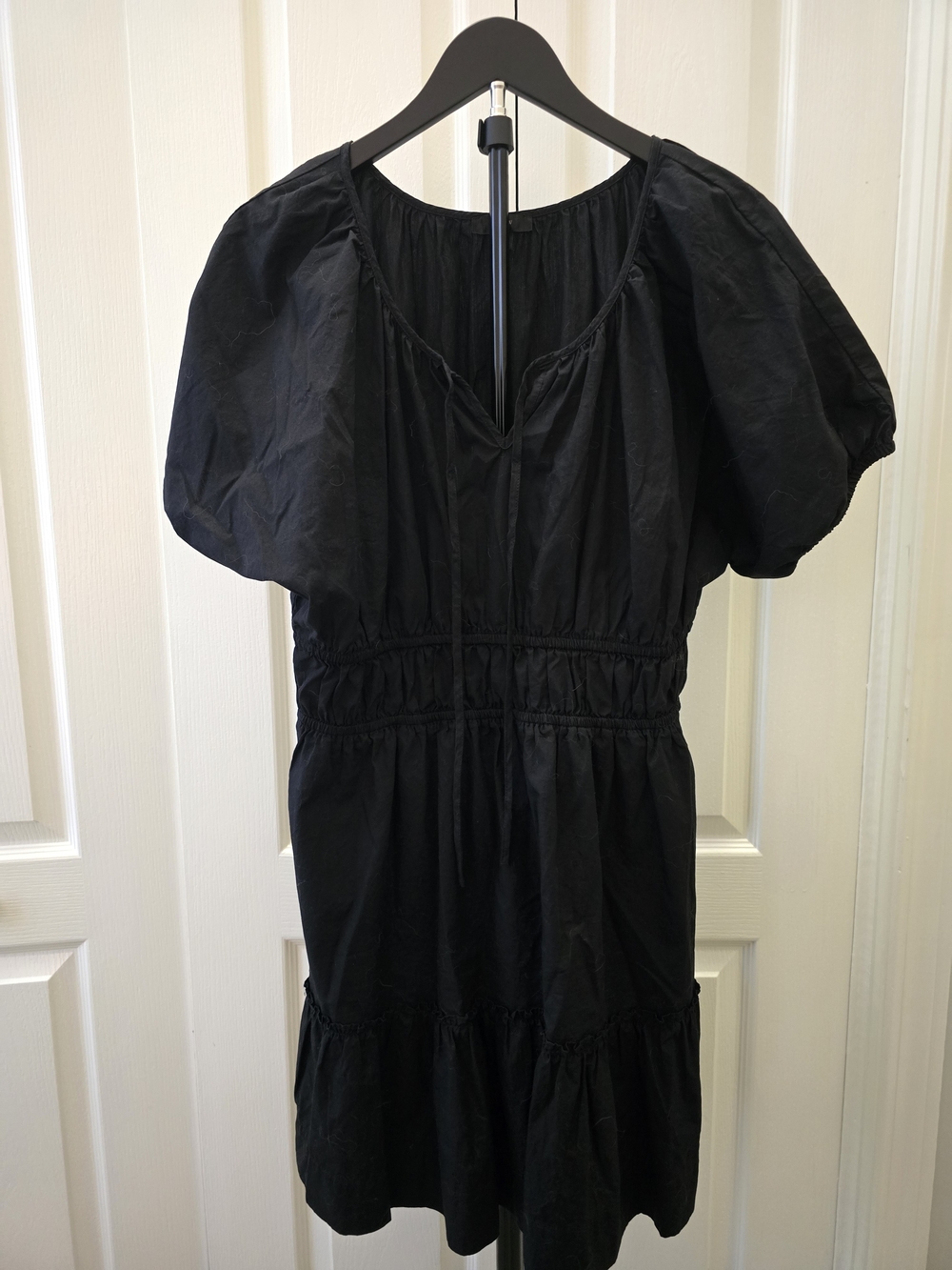 J. Crew Black Puff-Sleeve Mini Dress